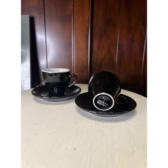 Black Nuova Point Italy Espresso/Cappuccino Cups Saucers Set of 2 Ceramic - Picture 3 of 3